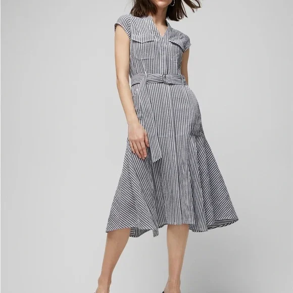 White House Black Market | Dresses | Whbm Seersucker Utility Midi Dress |  Poshmark
